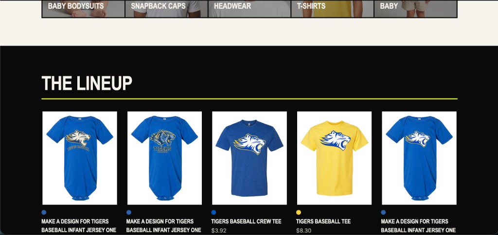 Tigers Baseball storefront with store agent